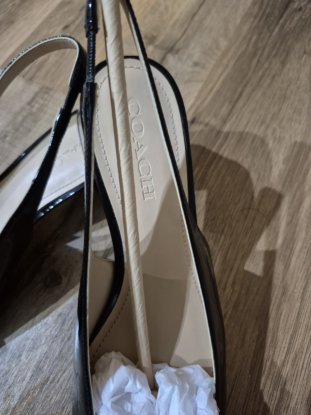 Coach Black Patent Leather Slingback Block Heel Pumps - Picture 2 of 11